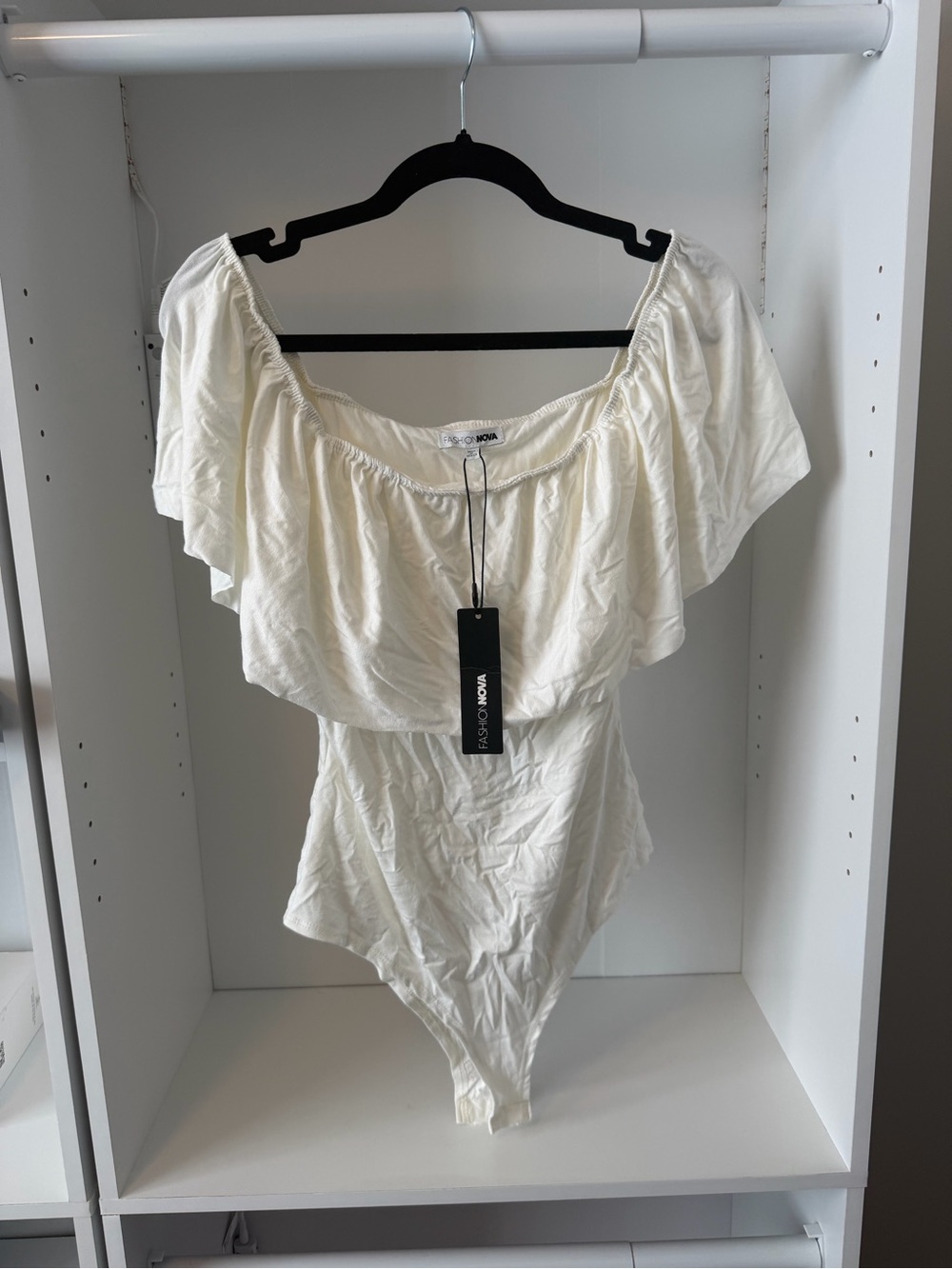 Fashion Nova White Off Shoulder Bodysuit
